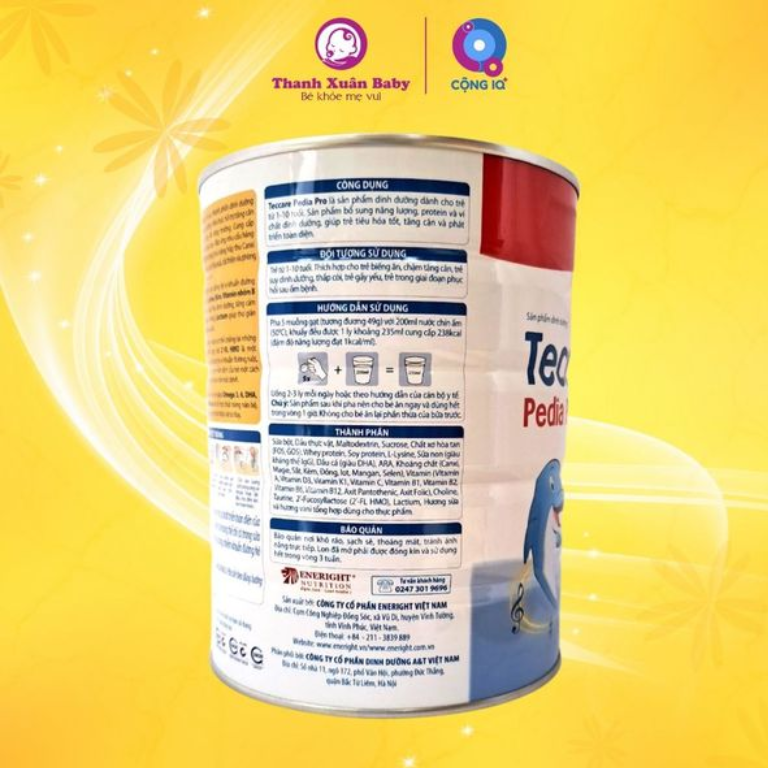 Thành phần sữa bột teccare pedia pro 800gr