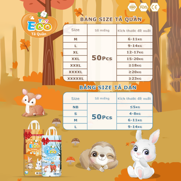 Thành phần Tã bỉm Tiny Eco 4XL-50 quần